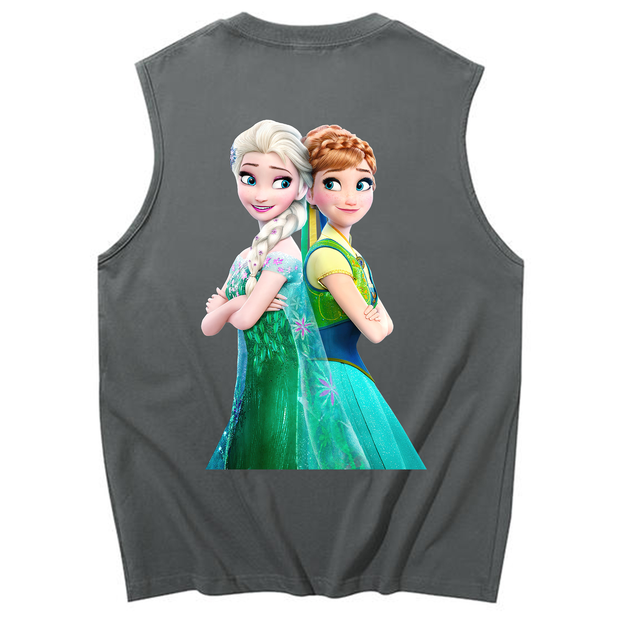 （画像用） アナと雪の女王 アンナ エルサ Frozen Anna Elsa コットン100％タンクトップ（背面プリント）